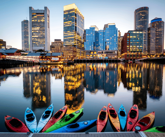 Boston Harbor at night