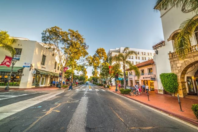 Downtown street view in santa barbara