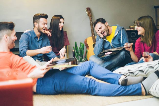 Students chatting in residence of halls 