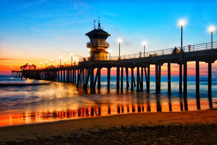 Huntington Beach Pier at sunset