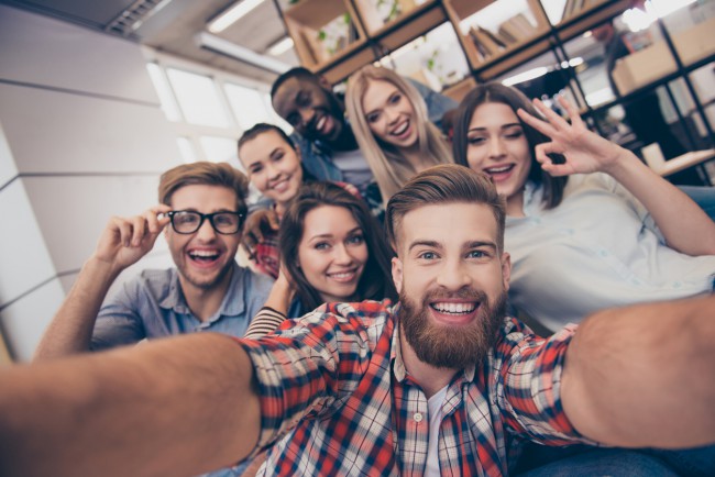 Group of students looking happy together