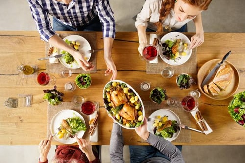 Family eating dinner