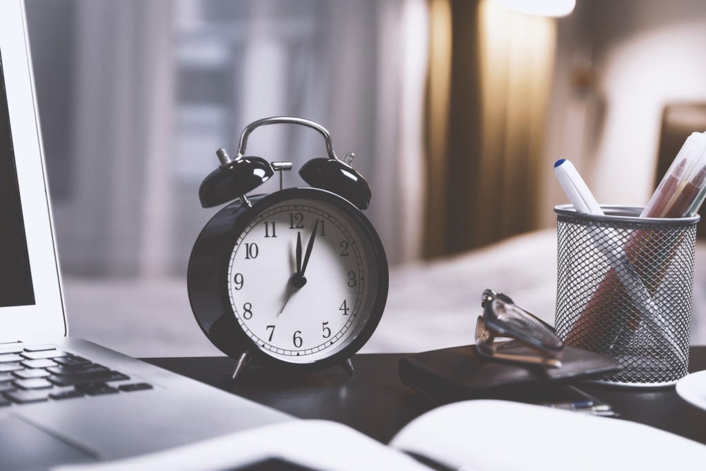 Closeup of alarm clock on a desk