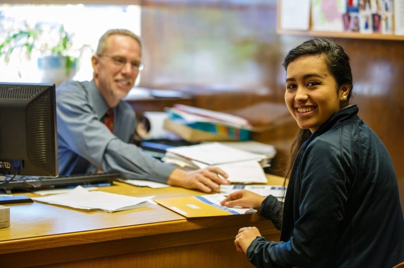 International student getting guidance advice