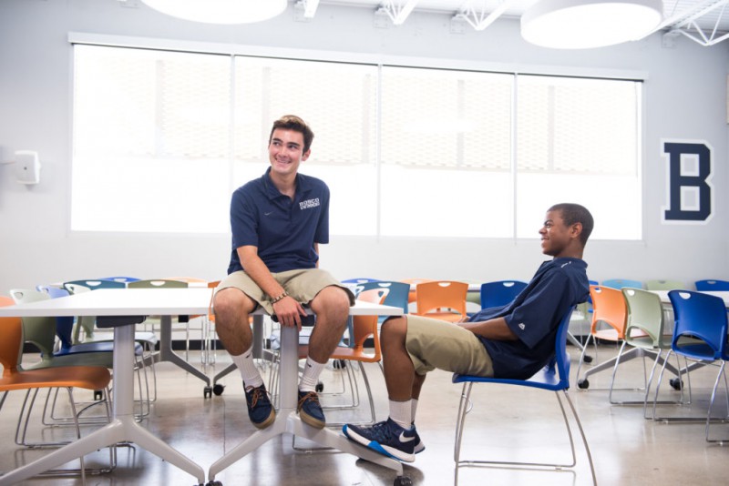 Two students in classroom