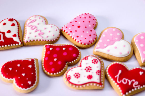 Valentines day heart-shaped cookies