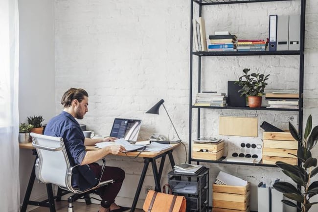 Student working at home