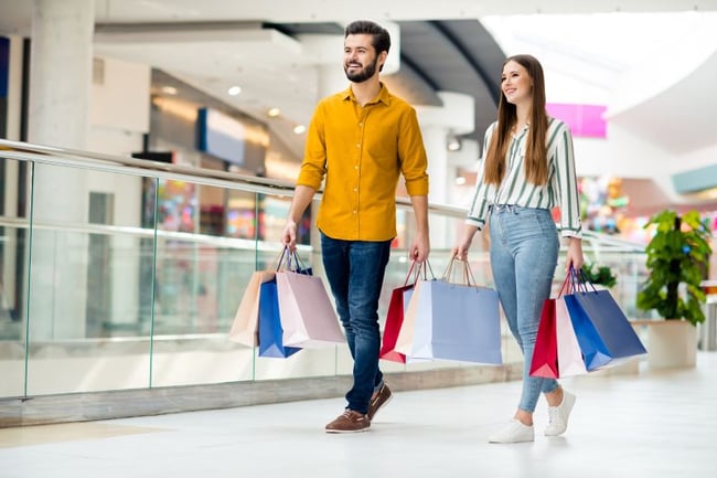 students shopping on a mall